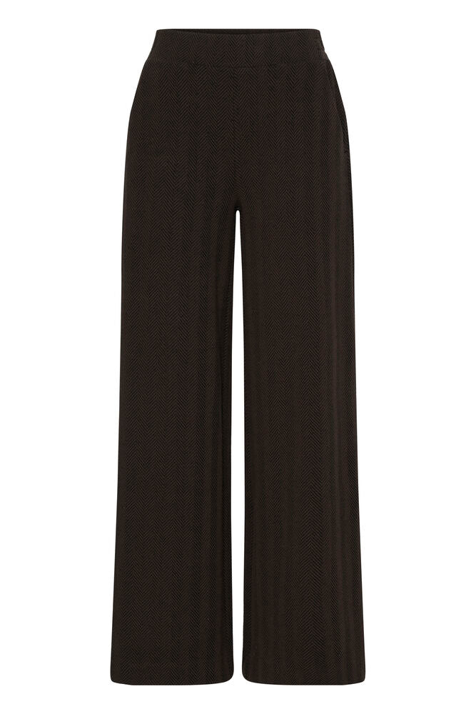 B Young Java Brown & Black Mix Herringbone Wide Leg Trousers