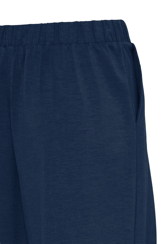 Fransa Navy Blue Super Soft Modal Carrot Leg Tapered Trousers