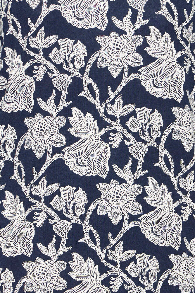 Fransa Navy Blue Floral Print Top