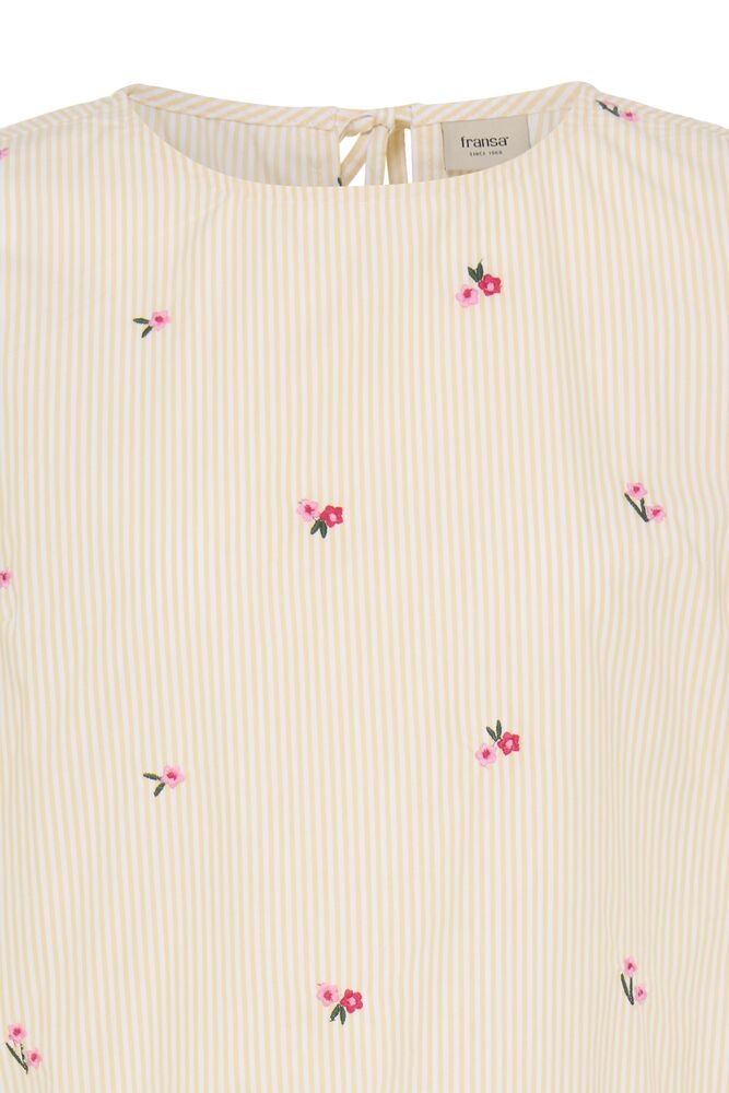 Fransa Lemon Yellow Stripe Floral Top