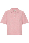 Fransa Melange Pink Pearl Button Knitted Top