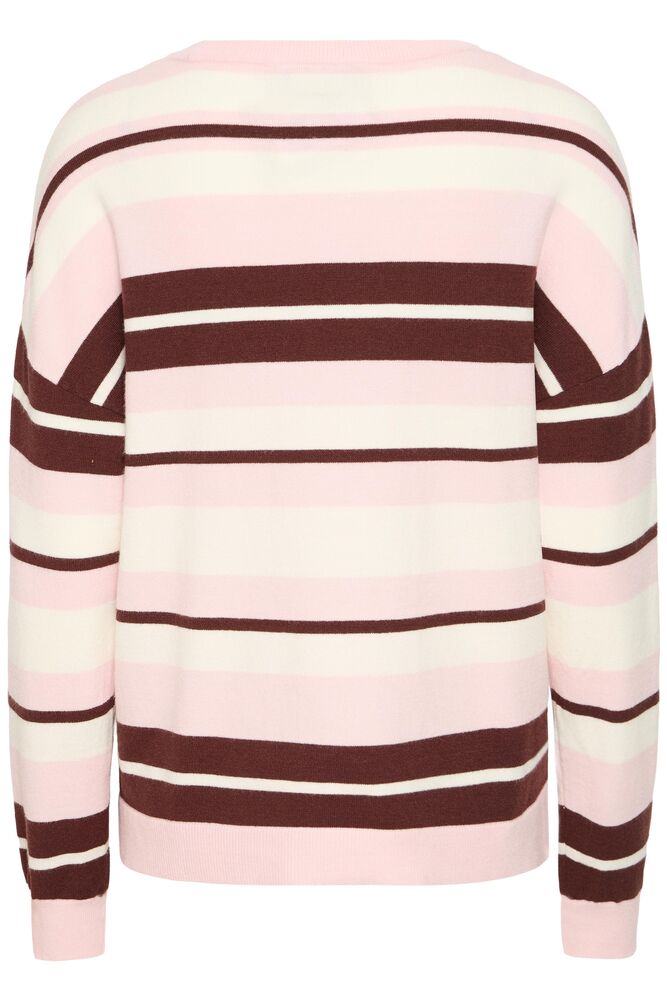 Fransa Melange Pink & Rum Raisin Striped Jumper