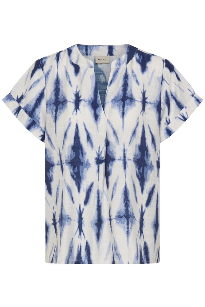 Fransa Mixed Blue Tone Textured Blouse