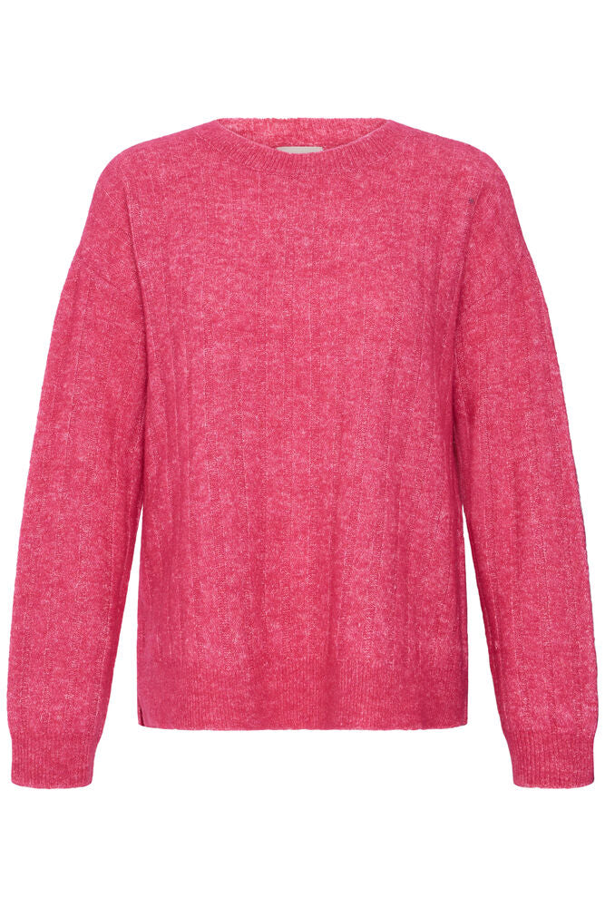 Fransa Pink Punch Melange Shadow Stripe Jumper
