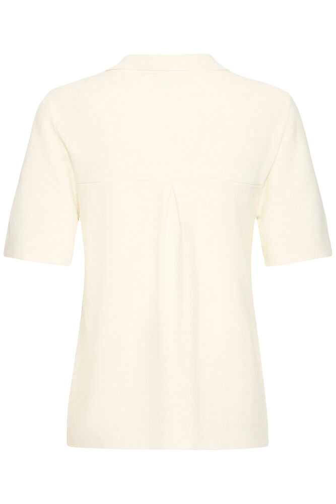 Fransa Cream Knitted Button Top