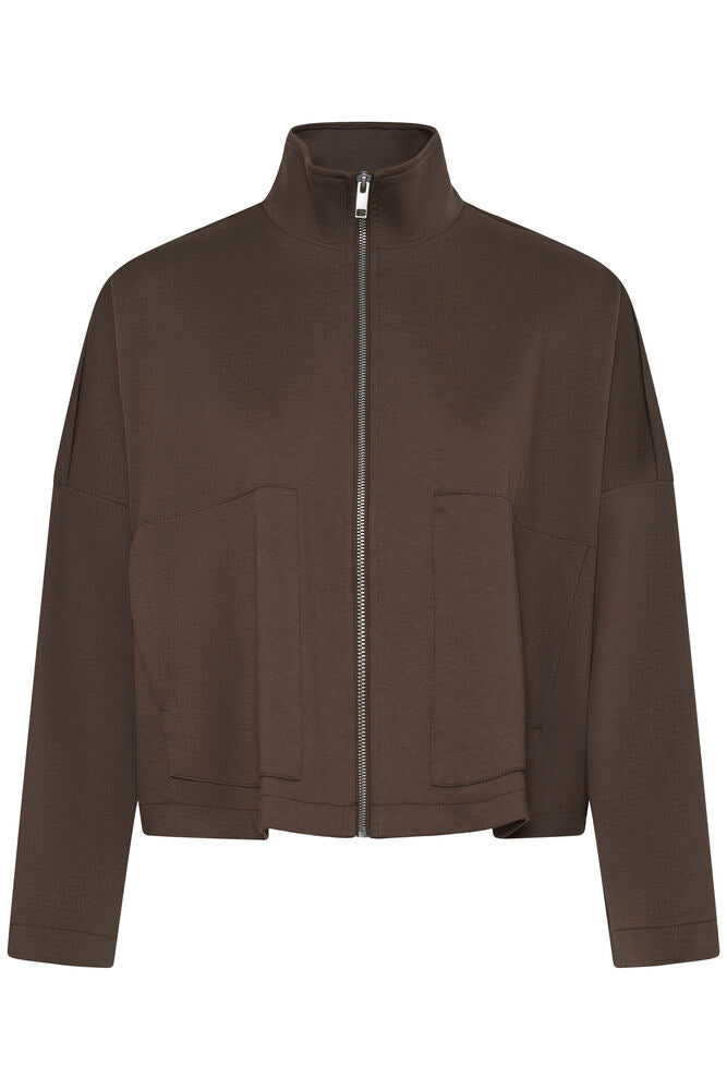 Fransa Hot Fudge Brown Zipper Jacket