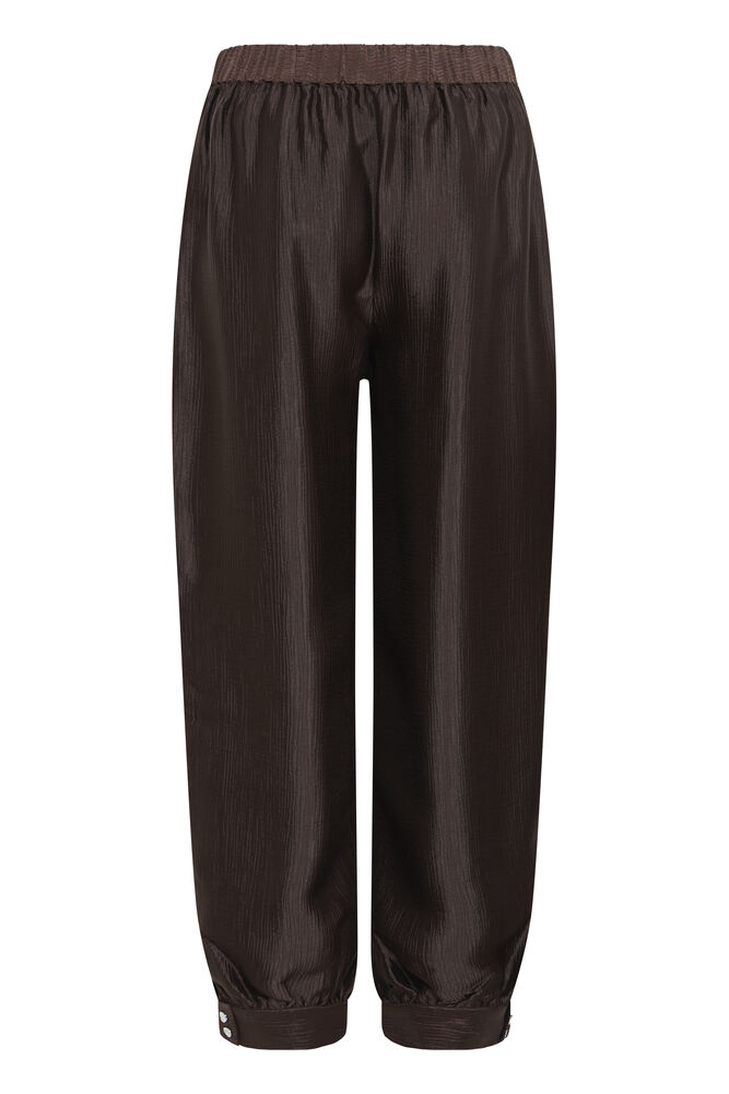 Fransa Chocolate Brown Plisse Effect Balloon Cuffed Trousers