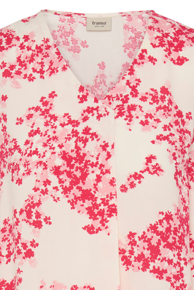 Fransa Soft Pink Floral V Neck Top