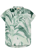 Fransa Mixed Green Palm Print V Neck Blouse