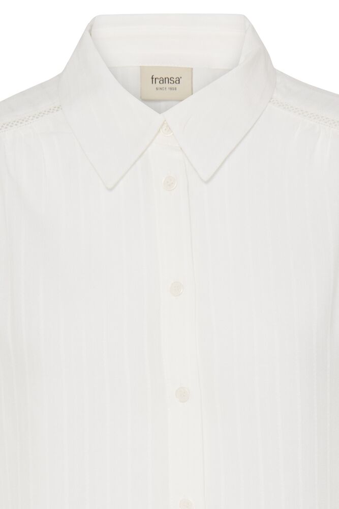 Fransa White White Striped Woven Design Shirt