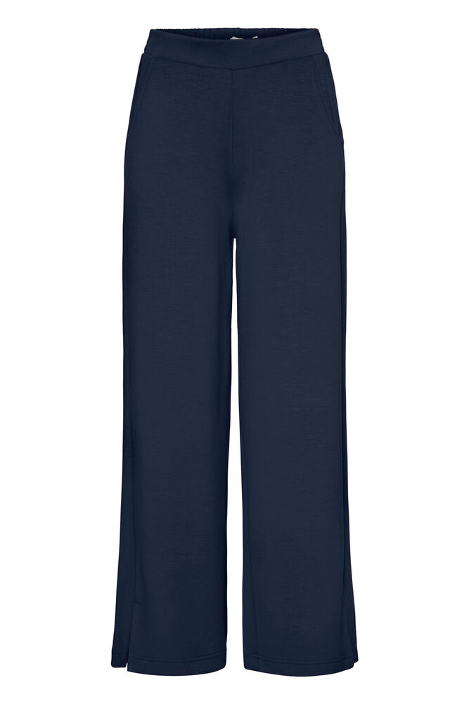 Fransa Navy Blue Super Soft Modal Wide Leg Trousers