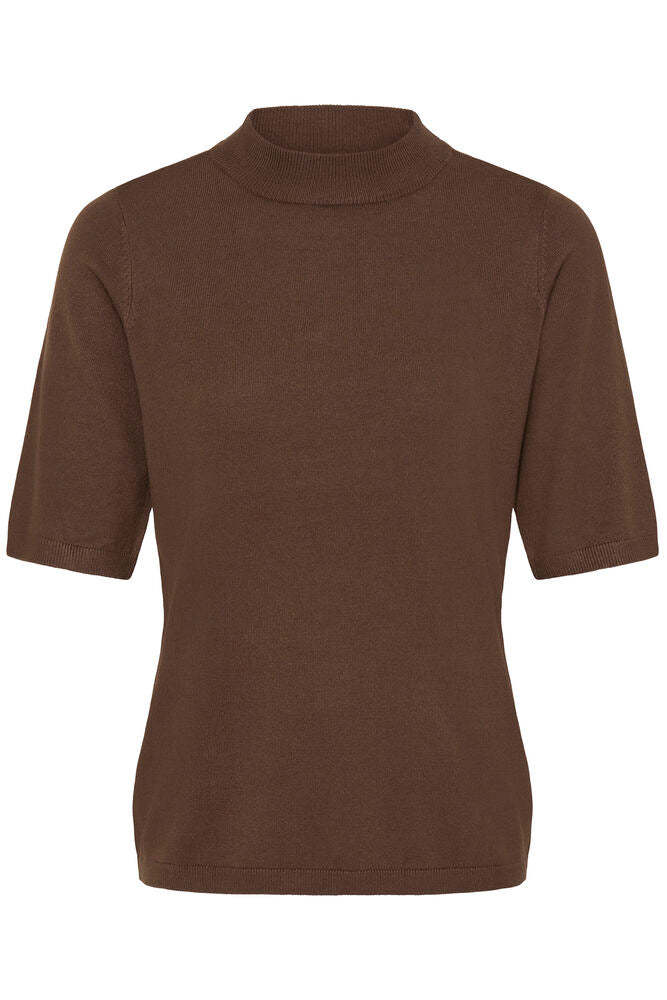 Fransa Hot Fudge Brown Turtle Neck Knitted Top