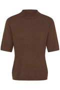 Fransa Hot Fudge Brown Turtle Neck Knitted Top