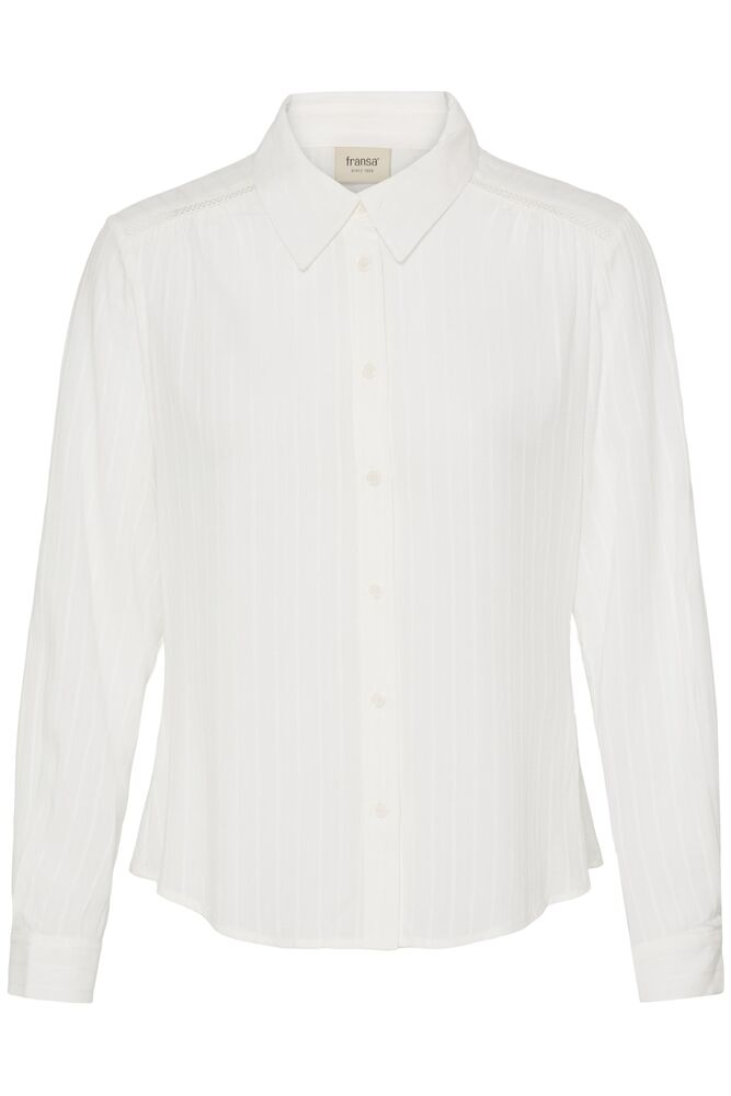 Fransa White White Striped Woven Design Shirt