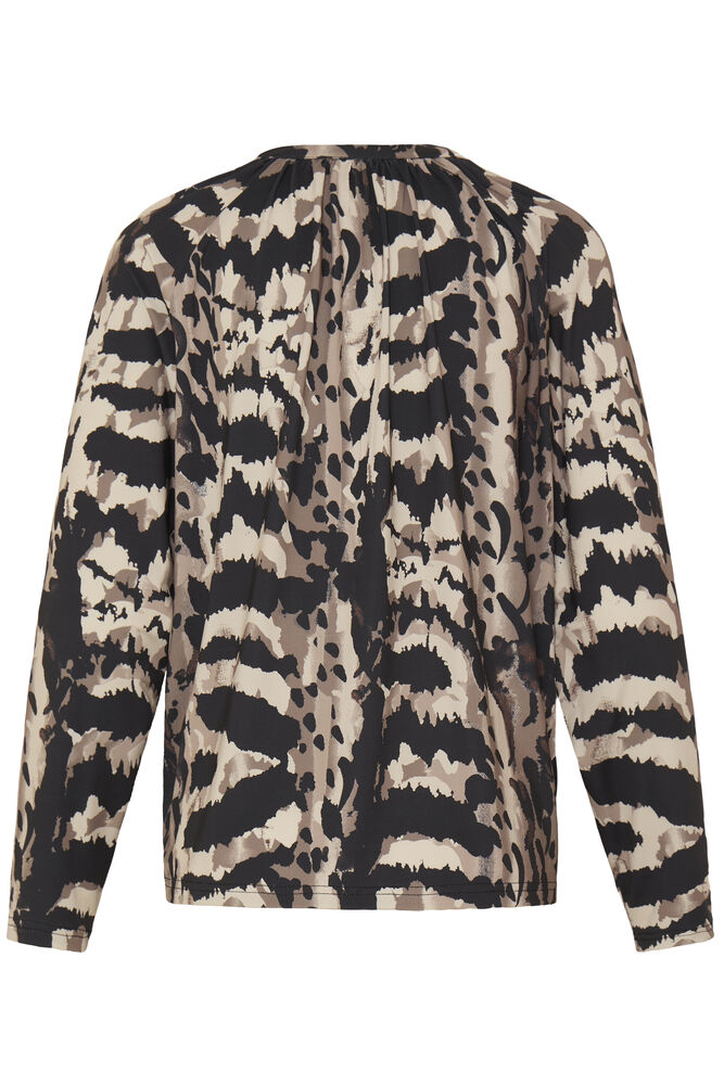 Fransa Mixed Neutral & Black Animal Print V Neck Blouse