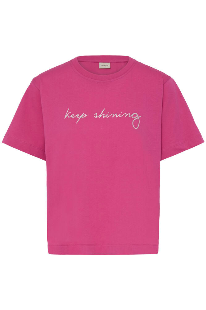 Fransa Keep Shining Silver Printed Berry Pink T-Shirt