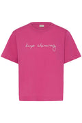 Fransa Keep Shining Silver Printed Berry Pink T-Shirt