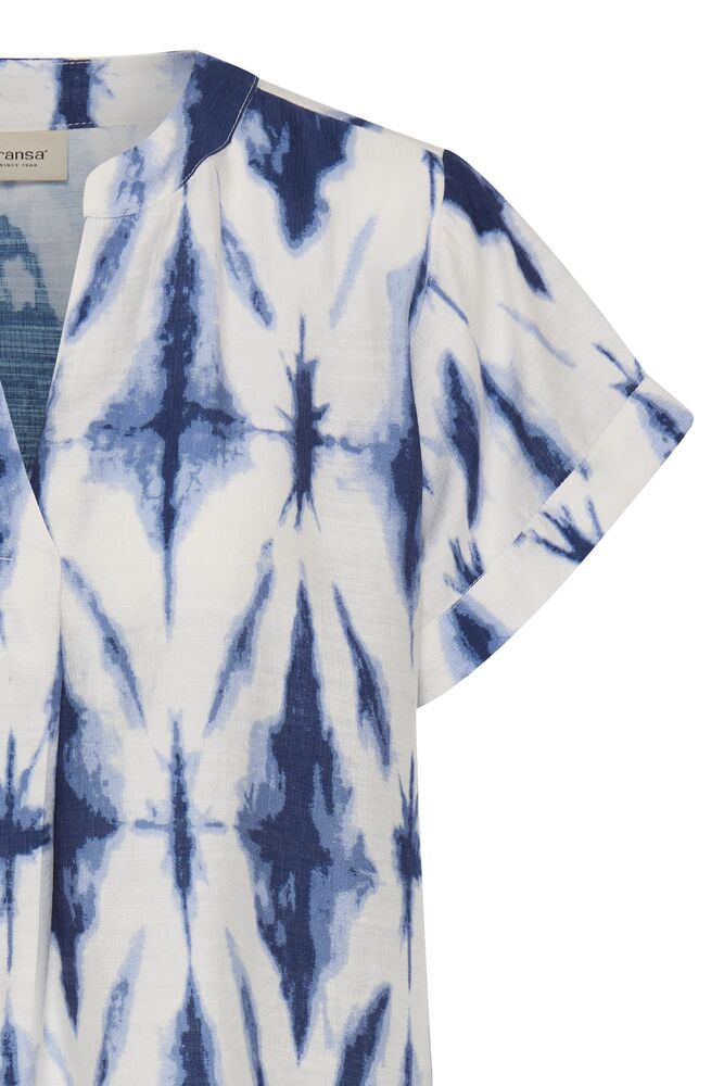 Fransa Mixed Blue Tone Textured Blouse