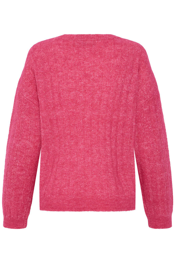 Fransa Pink Punch Melange Shadow Stripe Jumper