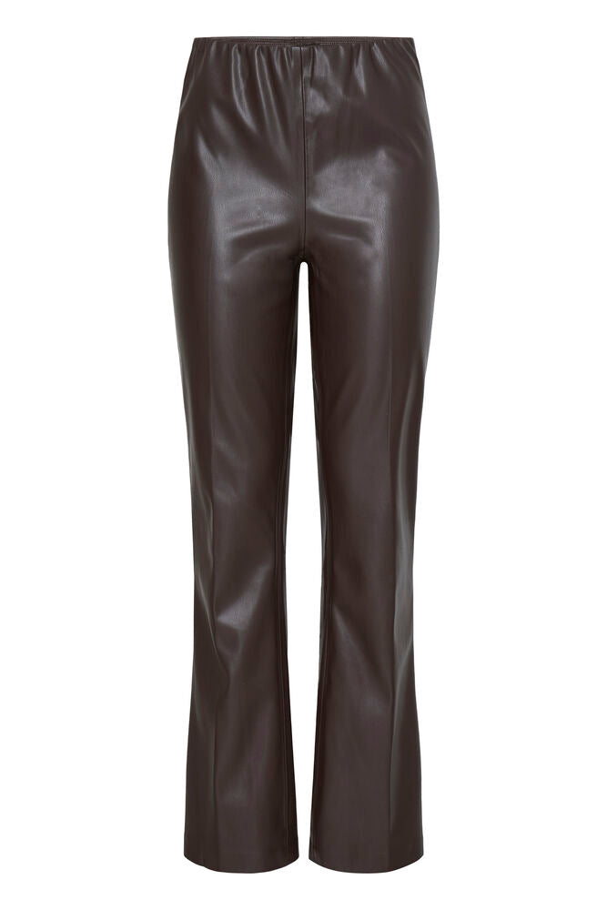 B Young Java Brown Vgean Leather Fit & Flare Trousers