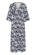 Fransa Navy & White Floral Shirred Midaxi Dress