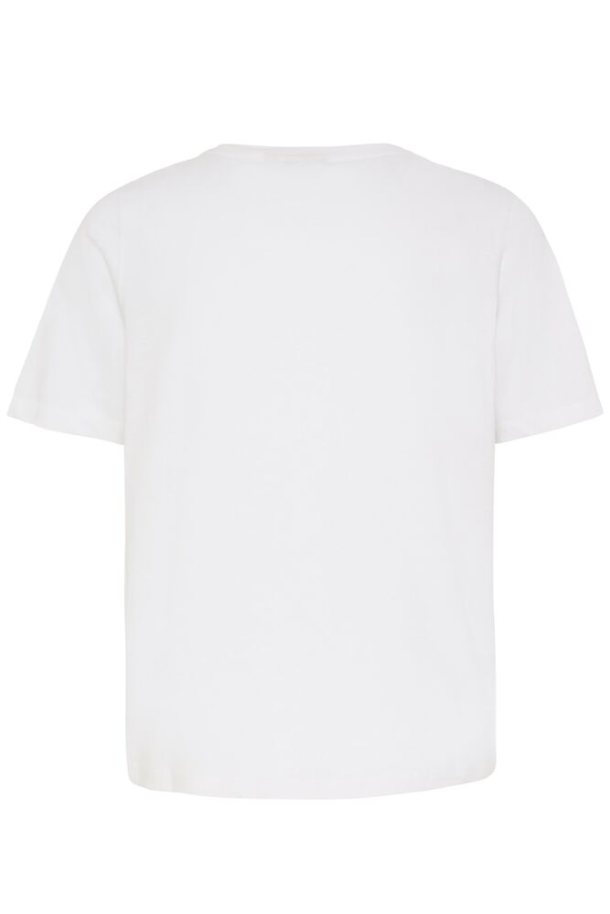 Fransa Lotus Pink Floral Print White Cotton T-Shirt