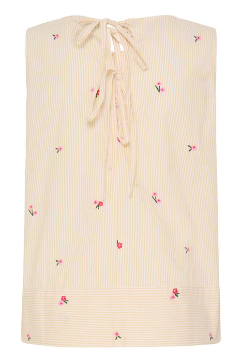 Fransa Lemon Yellow Stripe Floral Top