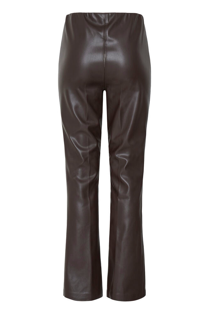 B Young Java Brown Vgean Leather Fit & Flare Trousers