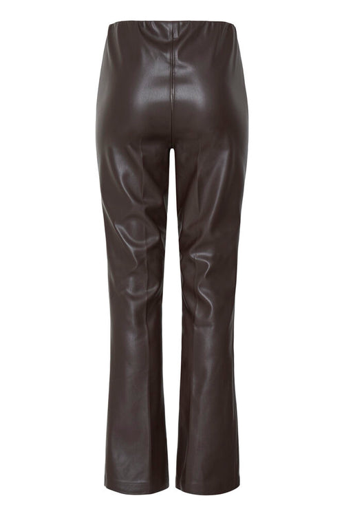 B Young Java Brown Vgean Leather Fit & Flare Trousers