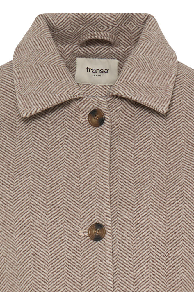 Fransa Raindrum Brown & Beige Herringbone Jacket