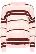 Fransa Melange Pink & Rum Raisin Striped Jumper