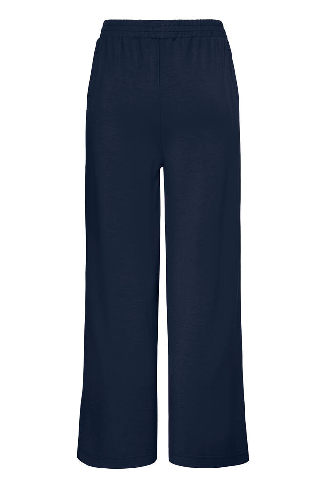 Fransa Navy Blue Super Soft Modal Wide Leg Trousers