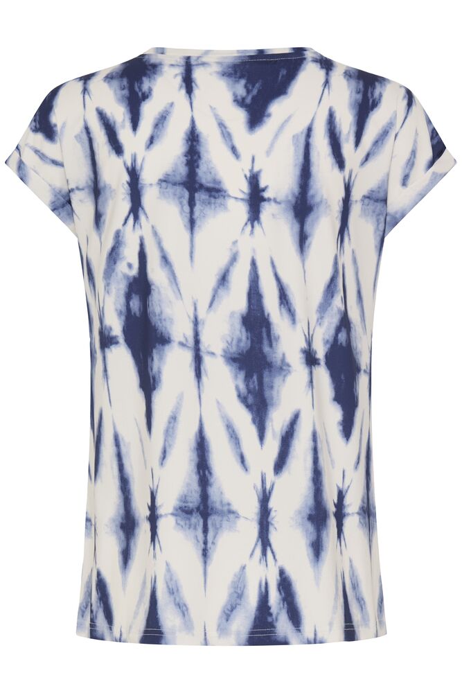 Fransa Mid Blue & White Abstract Print Top