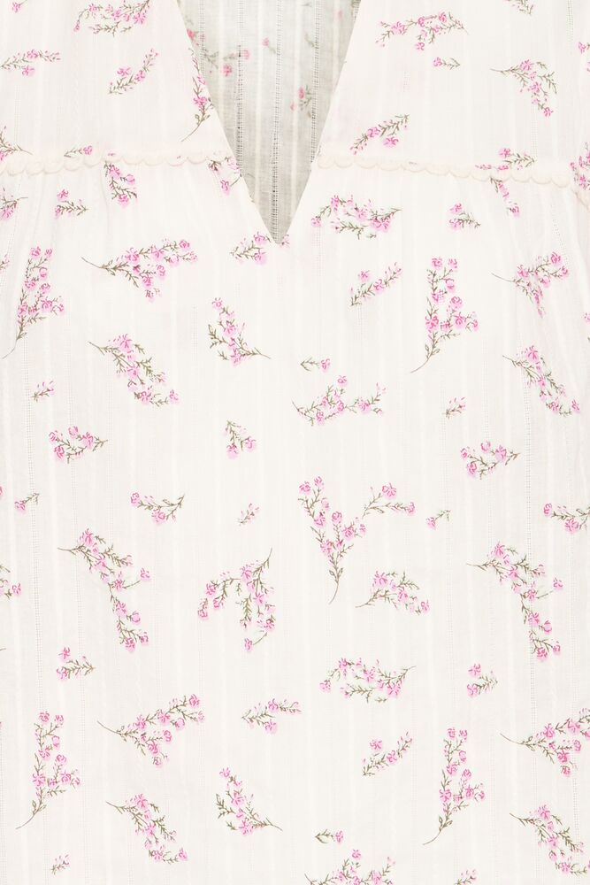 Fransa White & Pink Floral Frill Blouse