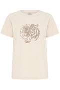 Fransa Mixed Neutral Tone Diamante Studded Tiger Print T-Shirt
