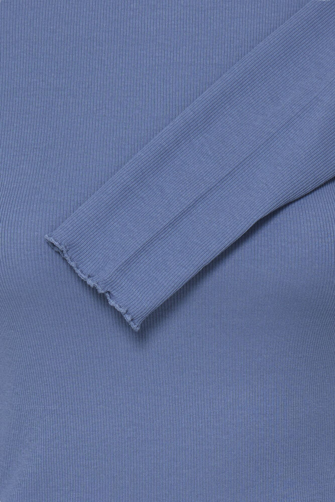 B.Young Mid Blue Horizon Ribbed Long Sleeve Top