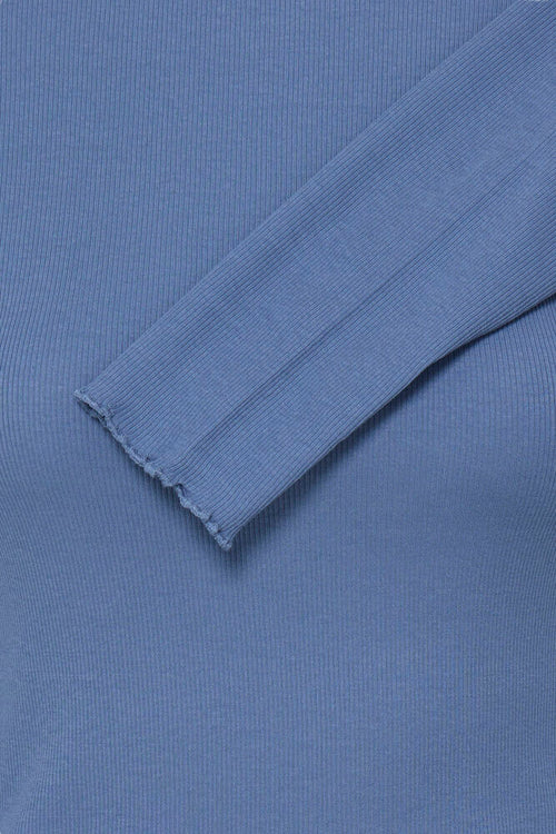 B.Young Mid Blue Horizon Ribbed Long Sleeve Top