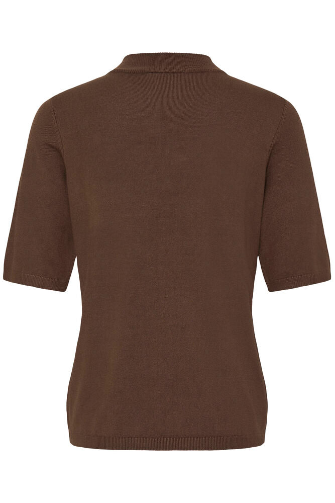 Fransa Hot Fudge Brown Turtle Neck Knitted Top