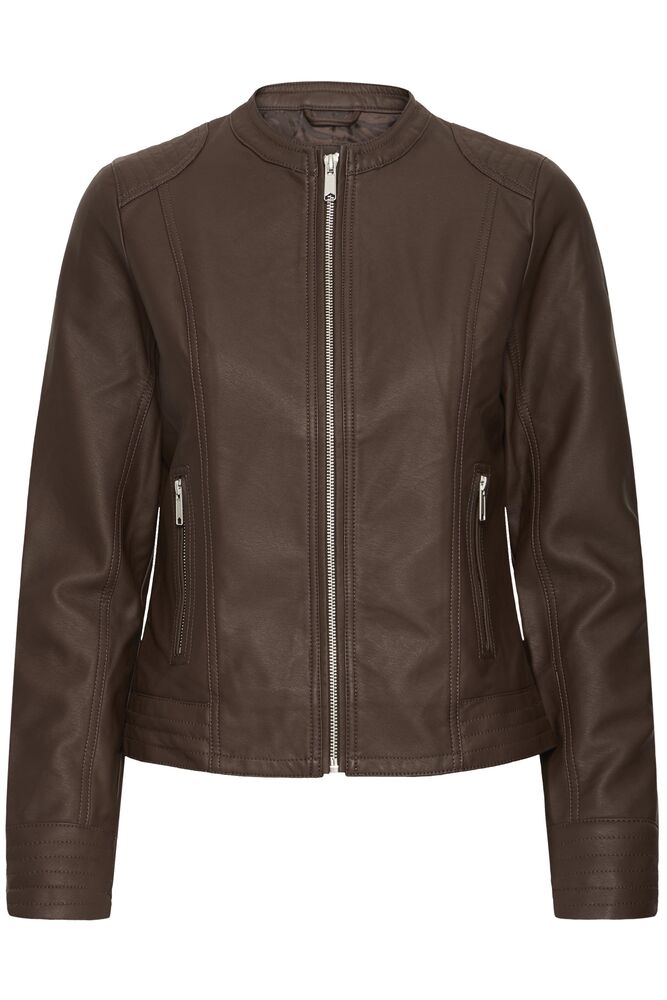 B.Young Java Brown Vegan Leather Biker Jacket