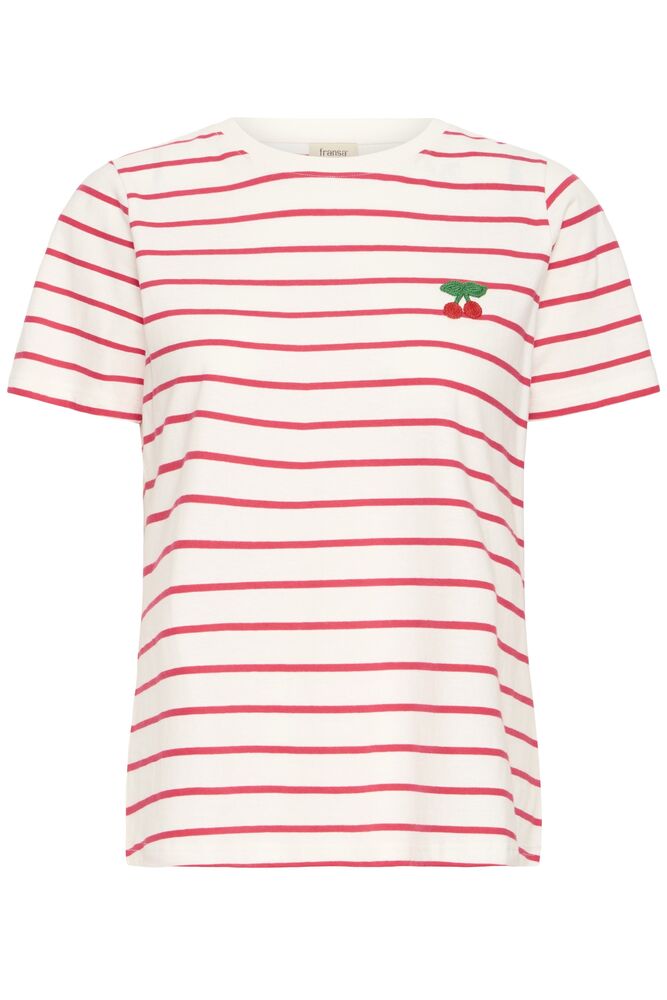 Fransa Pink Striped Cherry T-Shirt
