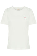 Fransa White & Red Heart Printed Cotton T-Shirt
