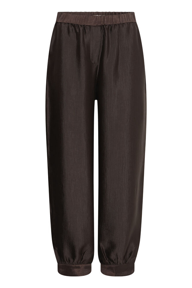 Fransa Chocolate Brown Plisse Effect Balloon Cuffed Trousers