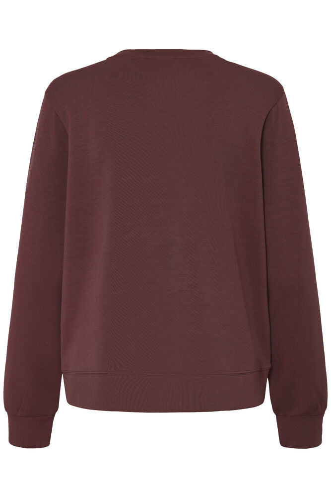 Fransa Rum Raisin Red Floral Design Super Soft Modal Sweatshirt