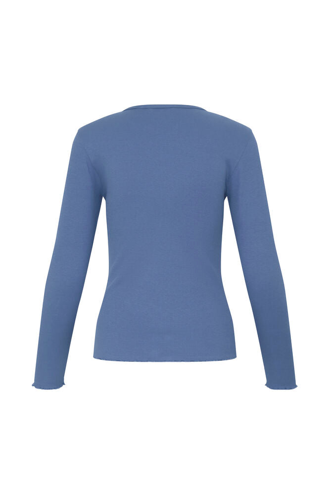B.Young Mid Blue Horizon Ribbed Long Sleeve Top