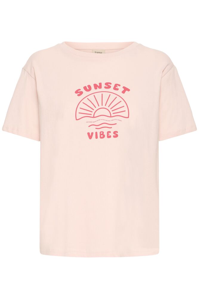 Fransa Lotus Pink Sunset Vibes Printed Cotton T-Shirt