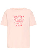 Fransa Lotus Pink Sunset Vibes Printed Cotton T-Shirt