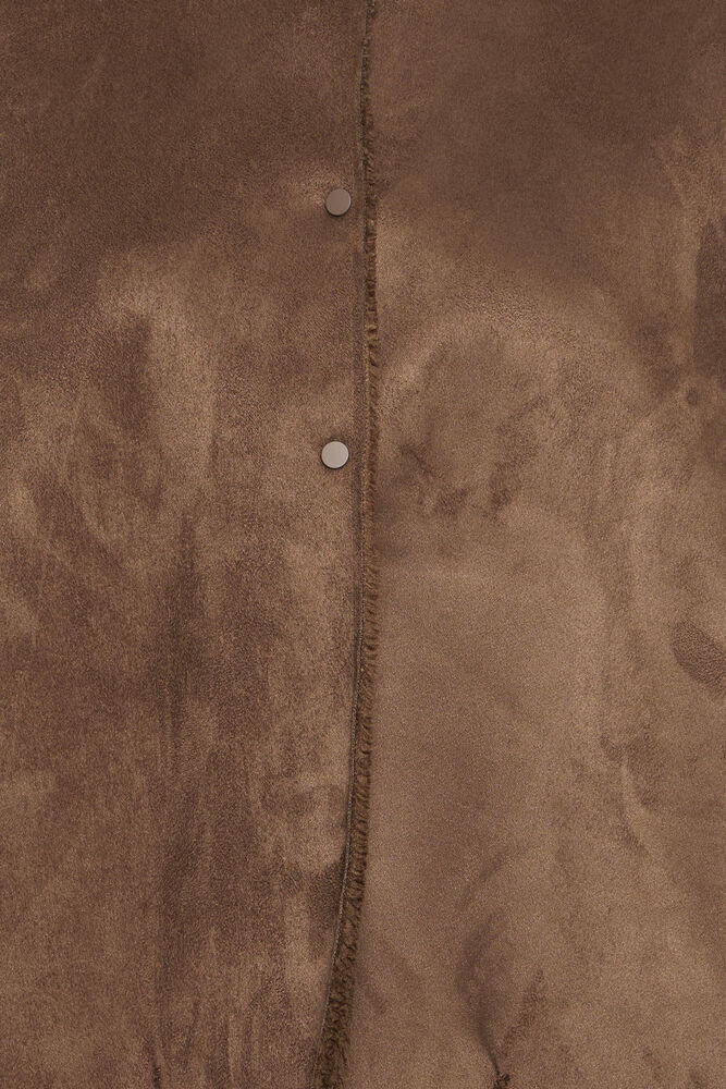 Fransa Raindrum Brown Reversible Faux Suede & Teddy Gilet