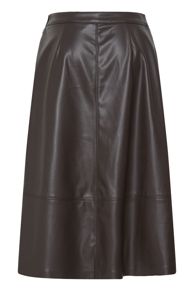B Young Java Brown Vegan Leather A Line Skirt