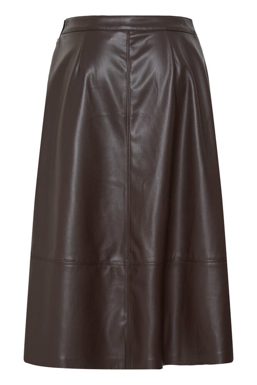B Young Java Brown Vegan Leather A Line Skirt