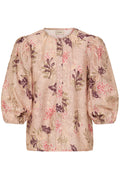 Fransa Neutral & Mixed Pink Plum Tone Floral Blouse